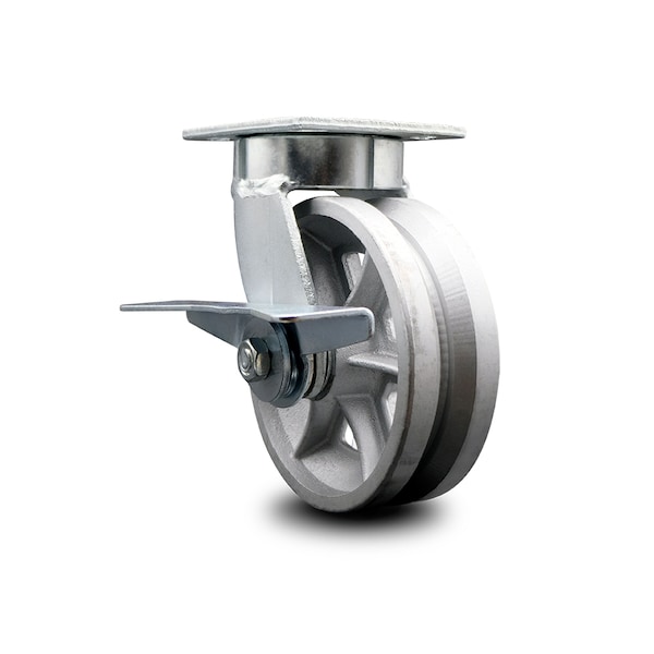 6 Inch Kingpinless V Groove Semi Steel Wheel Swivel Caster with Brake SCC